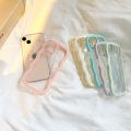 Fashion Transparent Curly Wave Case for iPhone 11 12 13 14 15 Pro Max 7 8 Plus X XR XS Shockproof Bumper Cover Capa Aesthetic. 