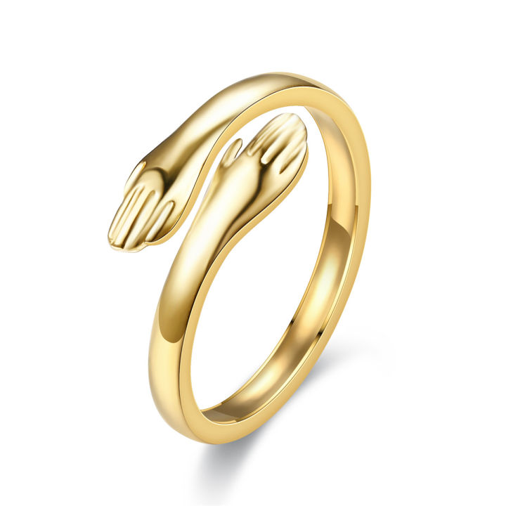 Fashion%20Non%20Tarnish%20Silver%2018K%20Gold%20Plated%20Stainless%20Steel%20Women%20Adjustable%20Hand%20Hug%20Finger%20Rings%20Jewelry%20-%20Image%204