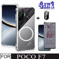 4In1 Xiaomi POCO F7 Case Magnetic Sticker Shockproof Phone Case for POCOF7 Tempered Glass Screen Protector Privacy Anti-Spy Film.