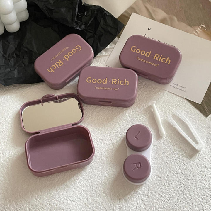 61*42*18mm Contact Lens Case Convenient Grey/White/Purple/Dark Blue ABS Portable Case Companion Care Box for Travel-Friendly Suitable For Daily Use Perfect For Storing Contact Lenses Ideal For Students And Office Workers Promotes Proper Lens Care And