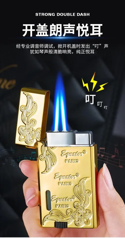 2024 Ping Sound Metal Lighter Turbo Jet Cigarette Lighters Torch Windproof  Gas Inflatable Butane Straight Flame Lighter Men Gift