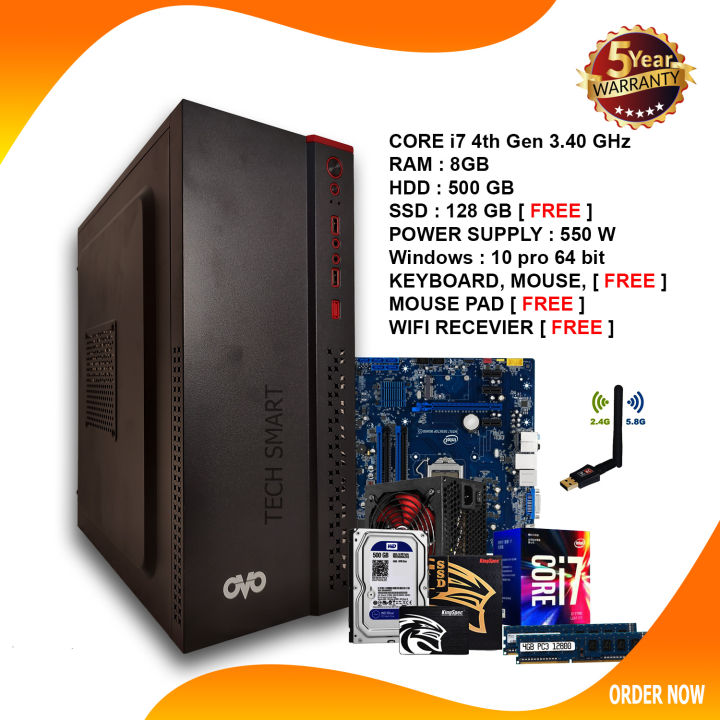 Intel Core i7 4th Gen Ram 8gb Ssd 120gb Hdd 500gb Graphic 4gb Biltin Gaming Desktop Computer