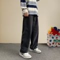 Spring Summer New Streetwear Baggy Jeans Men Korean Fashion Loose Straight Wide Leg Pants Male  Clothing Black Light Blue. 