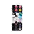 Mont Marte Metallic Watercolor Set – 17 Colors (16 Metallic Shades + 1 Paint Brush). 