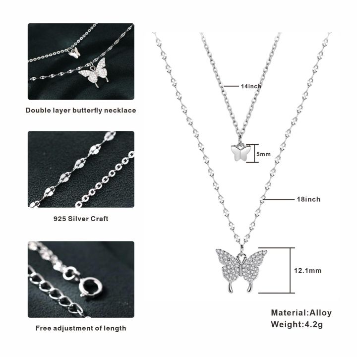 Korean%20Shiny%20Double%20Layer%20Butterfly%20Necklace%20for%20Women,%20Rhinestone%20Clavicle%20Chain,%20Elegant%20Wedding%20Jewelry%20-%20Image%207