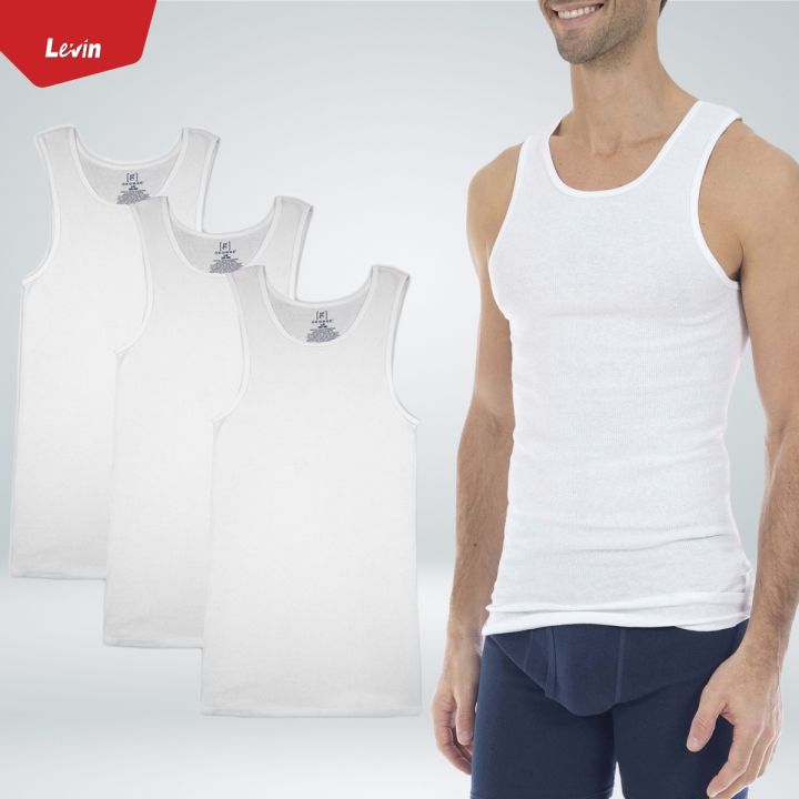 Pack of 3 Pcs Combo Men's Round Neck Sleeveless Cotton Tank Top From Levin