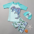 GC 3pcs Kids Split Swimming Suit Cartoon Quick-drying Short Sleeves Swimwear Swimming Trunks With Cap For 3-10 Years Old Kids.