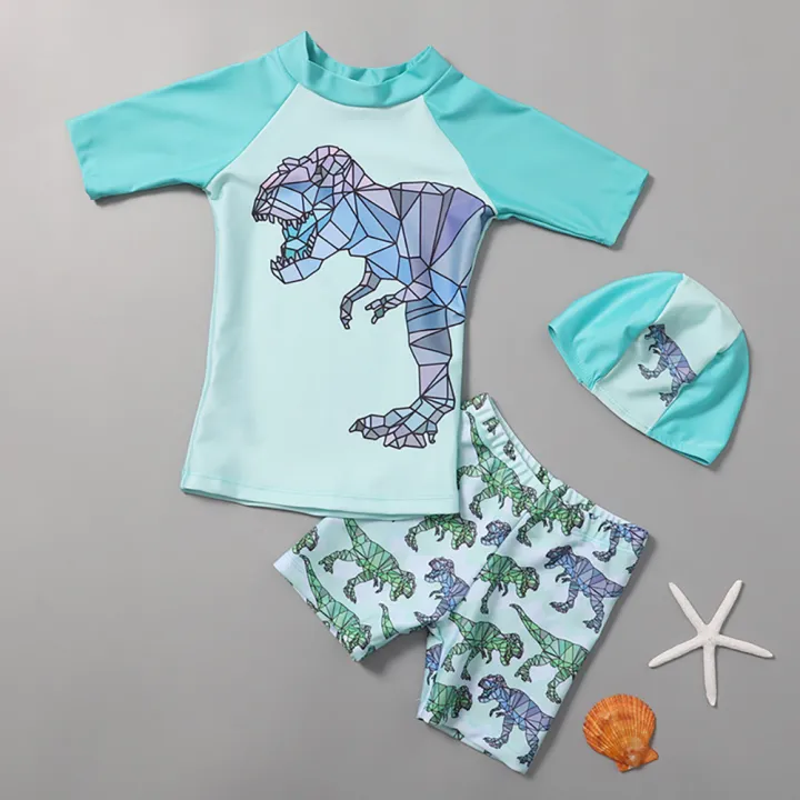 GC%203pcs%20Kids%20Split%20Swimming%20Suit%20Cartoon%20Quick-drying%20Short%20Sleeves%20Swimwear%20Swimming%20Trunks%20With%20Cap%20For%203-10%20Years%20Old%20Kids%20-%20Image%209