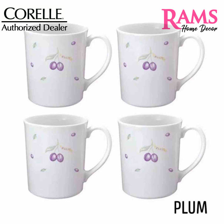 Corelle 4 Pcs Vitrelle Tempered Glass Porcelain Mug / Drinkware / Tableware / Serveware / Households / Dining / Gelas Cawan Porcelain / Gelas Kaca - Sakura / European Herbs / Country Rose / Plum / Rosabelle / Provence Garden / Daisy Field