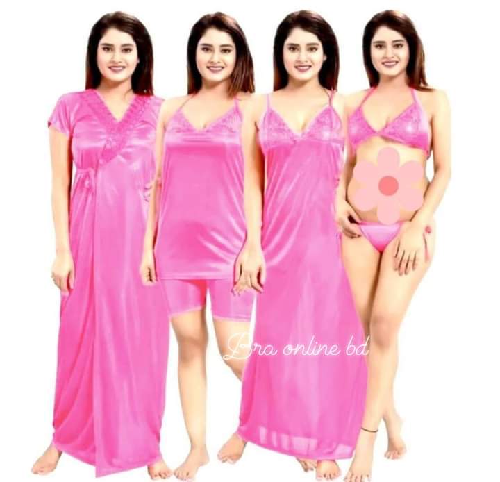 Women%206-Part%20Solid%20Night%20Dress%20Set%20-%20Fashionable%20Night%20Wear%20-%20Image%203