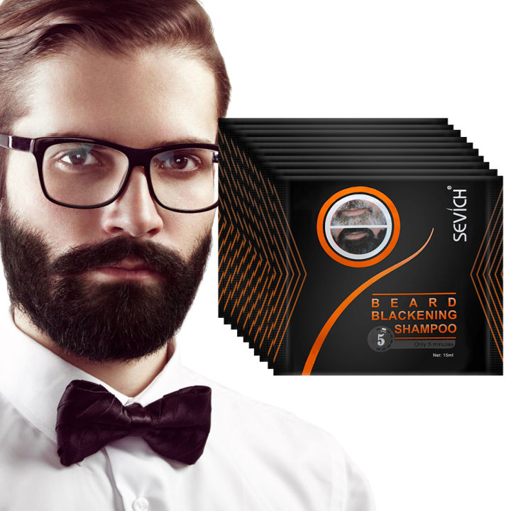 5PCS Natural Beard Hair Dye Shampoo Portable 5 Minute Instant Blackening Color Tint Cream Moustache Shampoo For Men Dropshipping