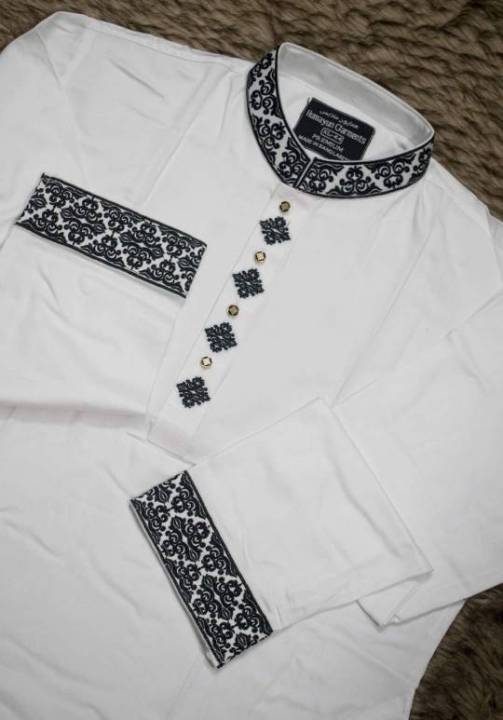 White%20Men'S%20Premium%20Quality%20Semi%20Long%20Embroidery%20Work%20Panjabi%20%20(%20Tencil%20Cotton%20)%20-%20Panjabi%20-%20Image%204