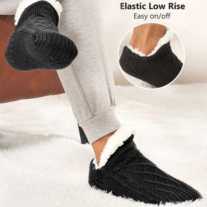 SIHOHAN%20Men's%20Thermal%20Slipper%20Socks%20Cozy%20Fleece%20Lined%20Fluffy%20Non-slip%20Floor%20Socks%20with%20Grippers%20Winter%20Thick%20Knitted%20Bed%20Socks%20-%20Image%205