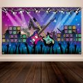 1 Pcs Karaoke Party Decorations Supplies Fabric Rock Star Vacation Party Backdrop Banner for Party.
