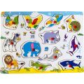 Animal Set Wooden 3D Peg Puzzle Montessori Smart Educational Puzzle Toy For Kids Children.
