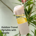 High Borosilicate Glass Water Bottle with Straw Pop-up Cover Portable Water Bottles Leak-proof Insulated Water Cup Drinkware. 