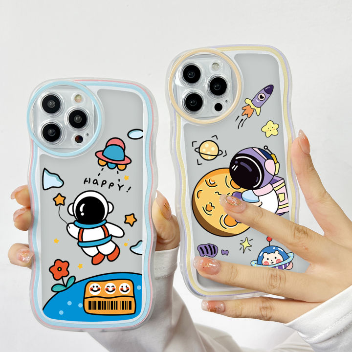 DEL%20for%20Samsung%20Galaxy%20S21%205G%20Back%20Cover%20(With%20Free%20Holder)%20Fashion%20Astronaut%20Transparent%20Phone%20Case%20Camera%20Protection%20Soft%20Wavy%20TPU%20Cover%20-%20Image%204