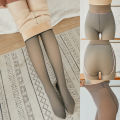 Fleece Tights Skin Color Winter Woman Pantyhose Translucent Wool Sock Pants Stocking Fleece Lined Tights Thermal Legging.
