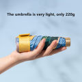 Small Portable Umbrella Woman Mini Pocket 5/6-folding Umbrella Rain Fashionable Oil Painting Travel Parasol Windproof Umbrella. 