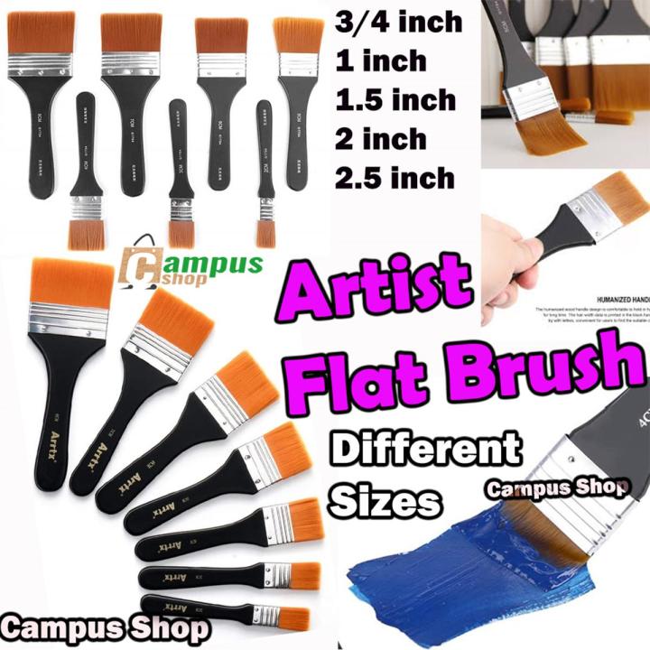 Keep Smiling Flat Brush 3/4, 1, 1.5, 2, 2.5" inches smooth synthetic hair for professional artists
