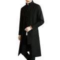 Trench Coat Men two Pieces Cardigan Kimono Coat Male Long Chinese Style Black Loose Vintage Cotton Linen. 