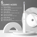 Sonic Electric Toothbrushes, USB Rechargeable Ultrasonic Tooth Brush with 4 Brush Heads 6 Cleaning Modes and Smart Timer IPX7 Waterproof Cleaning Toothbrushes for Adults and Kids (White). 