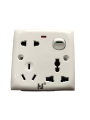 6 Pin Multi Gang Socket with Indicator 3 pin & 2 Pin Multi Function Universal Wall Switch Socket.