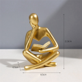 Thinkers Sculptures,Gold Thinkers Resin Statue Reading Ornament,Thinkers Sculpture Decoration, Modern Book Decor Easy to Use B. 