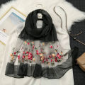 New Floral Silk Scarves Women Luxury Embroidery Scarf Foulard Femme Hijab Bandana Shawl Pashmina Stoles Big Size Headscarf Wraps.