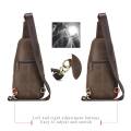 SCHLATUM 100%Genuine Leather Chest Bag Casual Triangle Crossbody Design Travel Shoulder Backpack Men Leather Multifunctional Bag. 