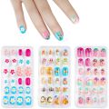 24pcs/Box Cartoon Kids False Nails Full Cover Press On Children Detachable Self Glue Nail Art for Girls Manicure Tips Decor. 