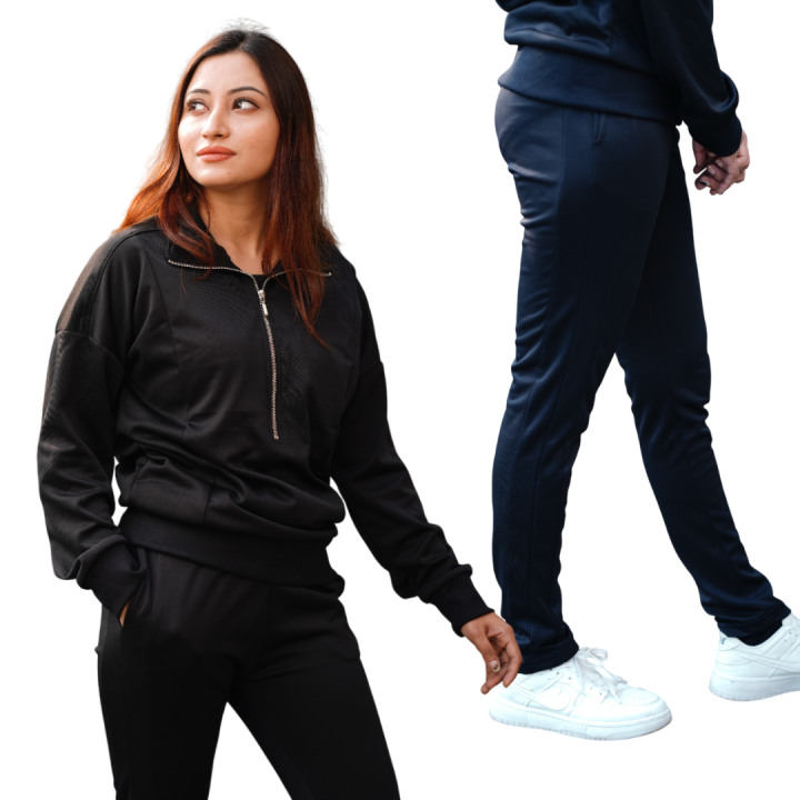 Solid Black Tracksuit Combo For Women
