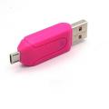 OTG and USB Card Reader - Pink. 