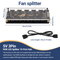 5V 3Pin RGB LED Splitter 10-Port Hub with 50CM 3Pin Extension Cord. 
