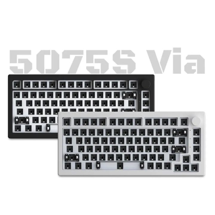 Akko 5075S VIA Kit 75% Custom Barebone Keyboard RGB Backlit 3/5-Pin Hotswap Mechanical Gaming Keyboard with Knob Gasket Mount