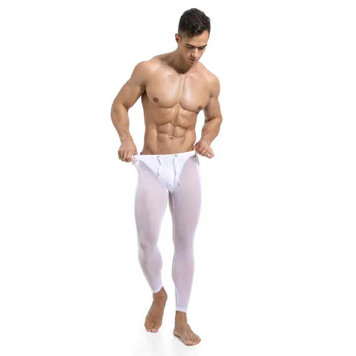 Men%20Breathable%20Pure%20Color%20See-through%20Mesh%20Skin%20Tight%20Sport%20Cycling%20Gym%20Training%20Leggings%20Trousers%20Elastic%20Waistband%20Drawstring%20-%20Image%205