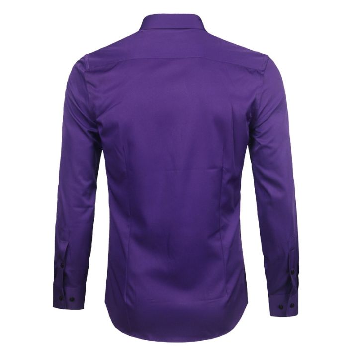 Men's%20Purple%20Bamboo%20Fiber%20Dress%20Shirts%20Brand%20Long%20Sleeve%20Shirt%20Solid%20Slim%20Fit%20Casual%20Formal%20Non%20Iron%20Work%20Shirt%20Camisa%20Masculina%20-%20Image%204