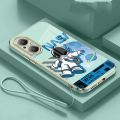 realme C67 4G Smile Astronaut nasa Square Phone Case 6D Plating Candy Soft Casing Cover.