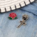 Fashion Flower Lapel Pin Women Badge 2PC Red Black Rose Design Metal Brooch Pins Couple Romantic Gift Dating Wedding Jewelry.