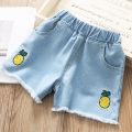 New Summer Girls Jeans Shorts Kids Clothes Baby Girl Cotton Heart Embroidery Bear Denim Short Korean Toddler Casual Pants 2-8Y.