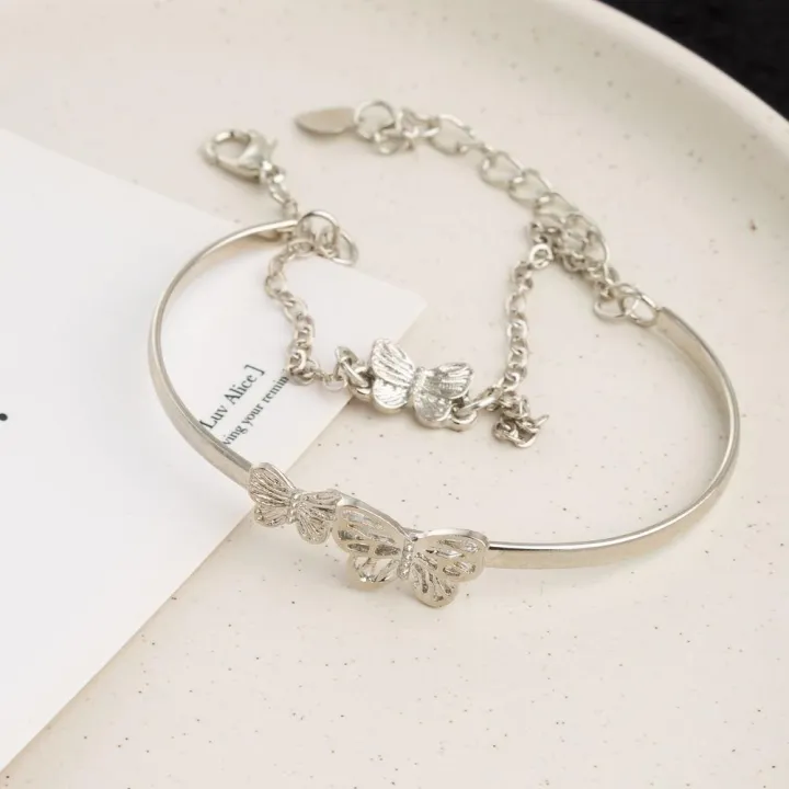 Alloy%20Delicate%20butterfly%20bracelet%20Charming%20Inner%20diameter%20approximately%205.8cm%20Eye-catching%20tassel%20bracelet%20Half%20bracelet%20half%20chain%20design%20for%20Party%20Daily%20wear%20Gift%20Fashion%20accessory%20Wedding%20accessory%20-%20Image%205