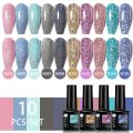 UR SUGAR 10PCS Set Macarone Fluorescence Color Gel Polish Set Gel Nail Art All For Manicure Semi-Permanent Varnish Hybrid Gel. 