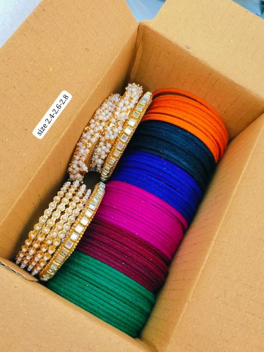 new combo set Metal Velvet Churi/Bangles / full box For Girls & Women ...