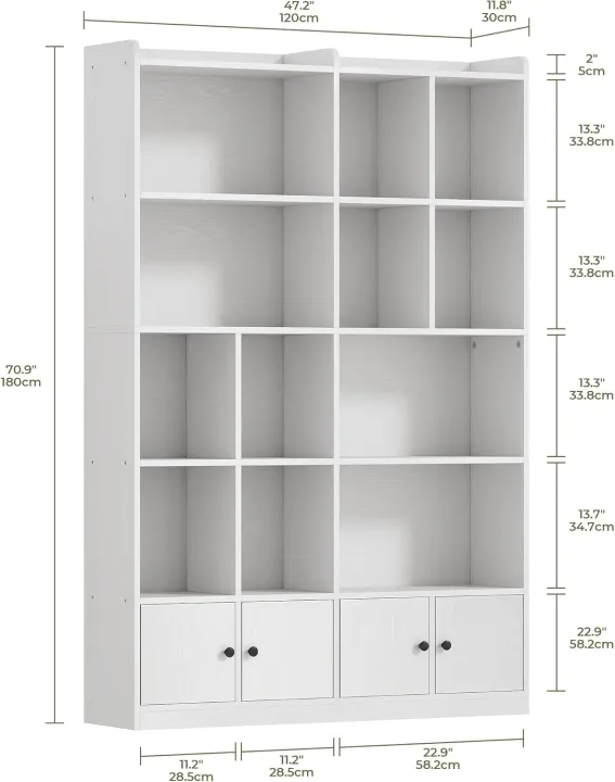 IRONCK%20Bookshelves%20and%20Bookcase,%206%20Tiers%20Large%20Bookshelf%20with%204%20Doors,%20Floor%20Standing%20Tall%20Display%20Storage%20Shelves%20for%20Home%20Office,%20Living%20Room,%20Bedroom,%2072/48%20-%20Image%202