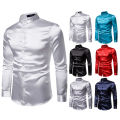 Mens Silk Shirt Long Sleeve Formal High Quality Collar Shirts White Button Open Casual Men'S Satin Shirts - Formal Shirt For Men.