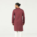 Semi Fit Embro Panjabi - Maroon. 