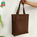 Canvas Tote Bag with Zipper and Outside Big Pockets Dark Brown Color  for Trendy fashionable Girls/Stylish Canvas Tote Bag for Women. 