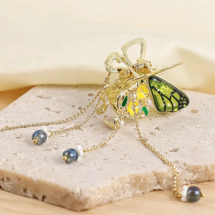 Vintage%20Fairy%20Exquisite%20Women%20Hair%20Clip%20Girls%20Hair%20Accessories%20Ponytail%20Holder%20Crystal%20Butterfly%20Tassel%20Claw%20-%20Image%205