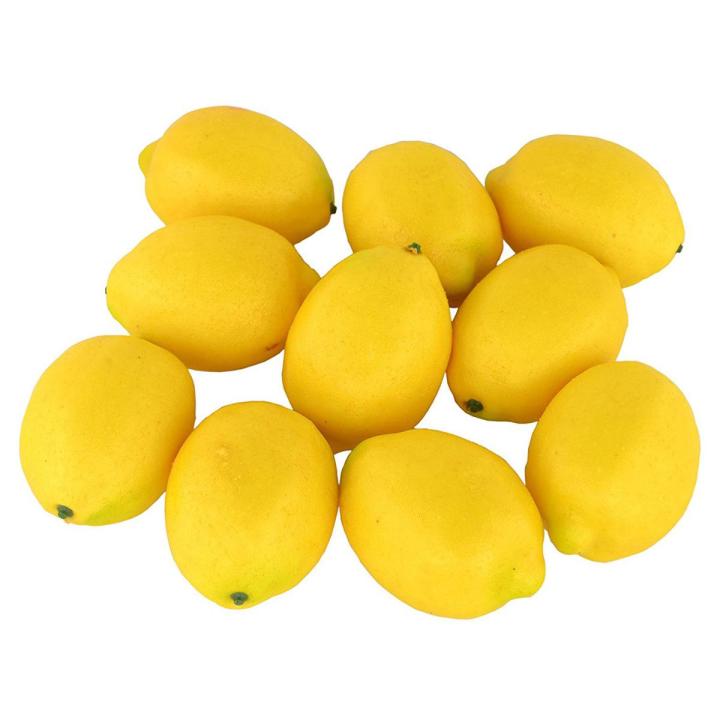 Durable Fake Fruit Home House Kitchen Party Decoration Artificial Lifelike Simulation Yellow Lemon 10pcs Set