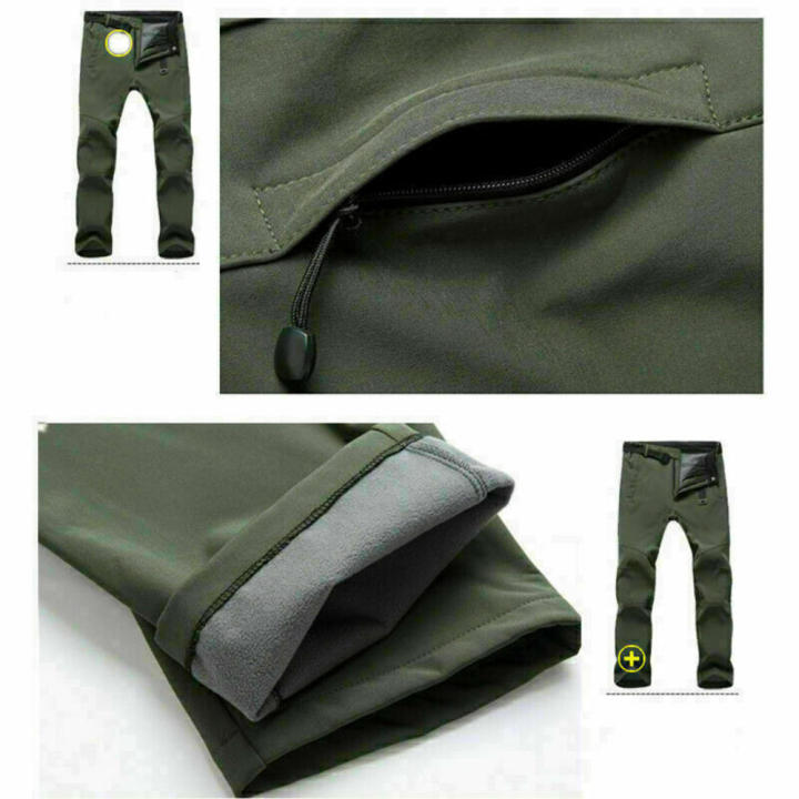 Fleece Lined Men Trousers Versatile Windproof Breathable Winter Trousers Walking Men'S Hiking Pants for Outdoor Activities